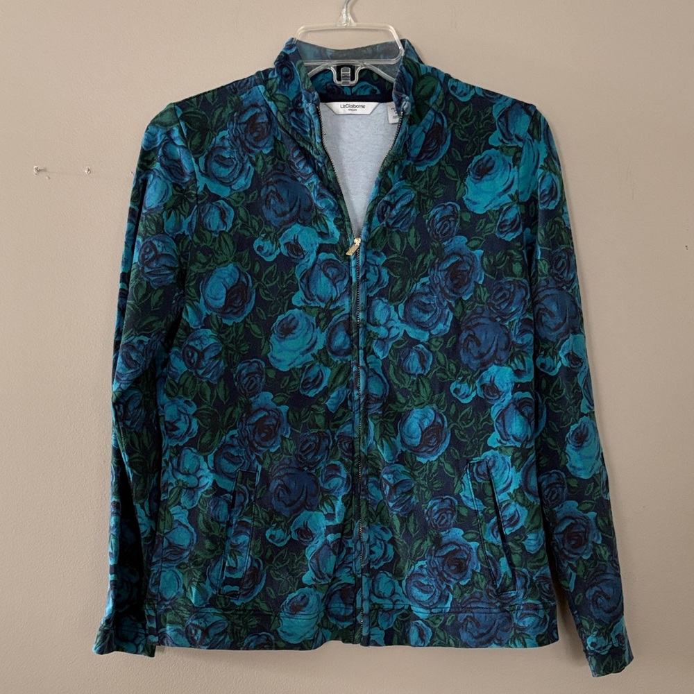 Liz Claiborne Blue and Green Floral Jacket